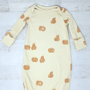 Personalized Organic Cotton Newborn Gown Gender Neutral Coming Home Outfit Minimalist Baby Shower Gift