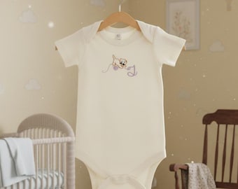 Monogrammed Baby Bodysuit Custom Cat Embroidered Newborn Outfit Gift for New Baby Personalized Kitten Baby Shower Gift for New Mom Cat Lover
