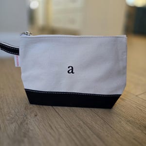Monogrammed Makeup Bag Embroidered Canvas Bag Personalized Bridesmaid Gift Wedding Day Necessities Bride Gift Wedding Keepsake Maid of Honor Black Makeup Bag