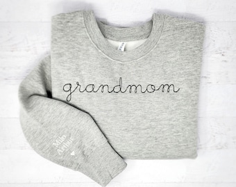 Grandmom Sweatshirt Embroidered Custom Grandma Shirt Gift for Grandmother Personalized with Grandkid Names