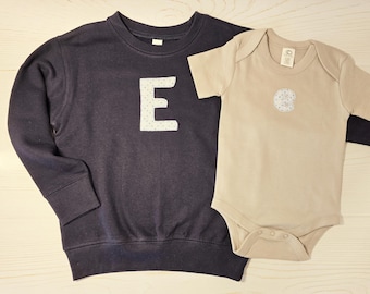 Sibling Gift Set for Newborn Brother Clothing Matching Bundle for Photo Shoot Ready Custom Monogram Design Baby Package for Family Picture