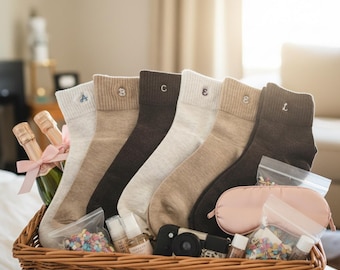 Personalized Ankle Sock Monogram Mini Crew Socks Embroidered Initial Custom Hosiery Bamboo Cotton Blend Footwear Bridesmaid Gift Bride