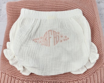 Monogrammed Baby Bloomers Personalized Diaper Cover Organic Embroidered Diaper Covers Custom Girl Baby Shower Gift for New Baby Girl Mom