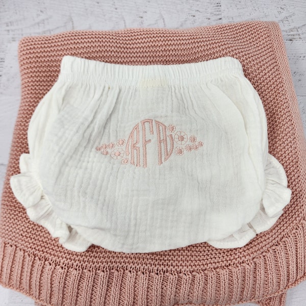 Monogrammed Baby Bloomers Personalized Diaper Cover Organic Embroidered Diaper Covers Custom Girl Baby Shower Gift for New Baby Girl Mom