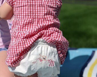 Personalized Baby Bloomers Diaper Cover Baby Gift for Cat Lover Embroidered Kitten Monogram Initial Organic Cotton Infant Clothing Newborn