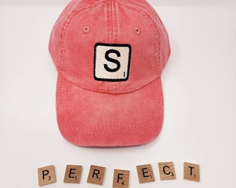Scrabble Hat for Ladies Embroidered Tile Cap Custom Scrabble Monogram Hat for Women Scrabble Tile Hat