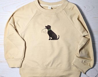 Chocolate Lab Baby Gift Personalized Pet Sweater for First Birthday Present Dog Lover Celebration Clothing Embroidered Design Puppy Gift Lab