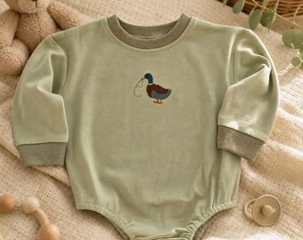 Pelele para bebé bordado, mono infantil personalizado, conjunto de pato ánade real, ropa para recién nacidos, regalo personalizado para baby shower, algodón único