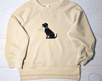 Black Lab Baby Gift Personalized Pet Sweater for Infant Birthday Present Dog Lover Celebration Clothing Embroidered Design Puppy Gift Lab