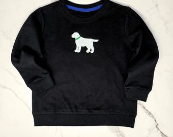 White Lab Baby Gift Embroidered Birthday Sweater for Toddler Birthday Present Dog Lover Celebration Clothing Appliqué White Lab Sweatshirt