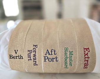 Personalized Bedsheet Organizer Embroidered Elastic Sheet Band Bed Sheet Keeper Linen Closet Organizer Custom Sheet Set Label Bedsheet Strap