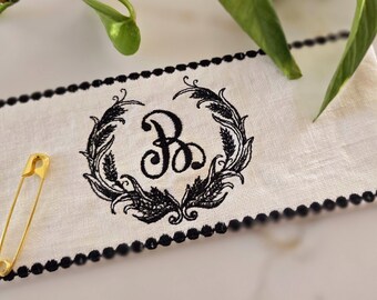Bridal Bouquet Wrap Wedding Accent with Monogram Flower Holder Wedding Date Custom Keepsake for Bride Ivory Cover Wedding Bundle Bride Gift