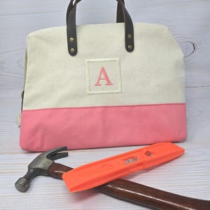 Monogrammed Canvas Tool Bag Custom New Home Tool Kit Essential Moving Gift Personalized Wedding Gift First Apartment Basic Home Repair Gift