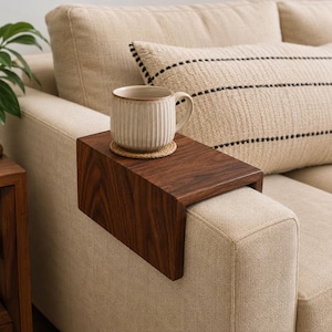 Personalized Rosewood Sofa Arm Tray Table | Custom Engraved Couch Caddy