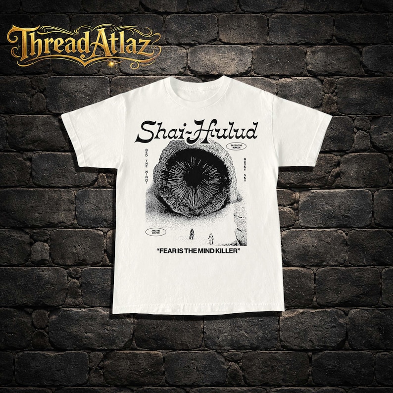 Camiseta vintage de Dune, camiseta estampada, camiseta clásica de arena Gildan 5000, camisetas de la película Shai-Hulud imagen 1