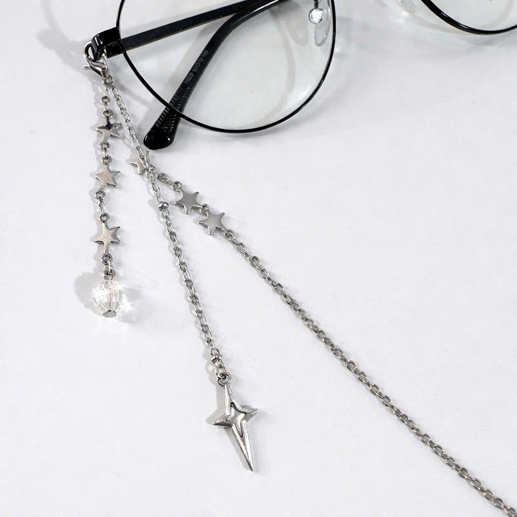 Celestial Star Glasses Chain, Silver Eyeglass With Crystal, Sunglasses ...