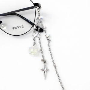 Łańcuszek do okularów Celestial Star, srebrne okulary z kryształem, łańcuszek do okularów przeciwsłonecznych