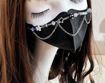 Catena per maschera con stella celeste Y2K, accessorio per maschera viso con perline di cristallo Kawaii