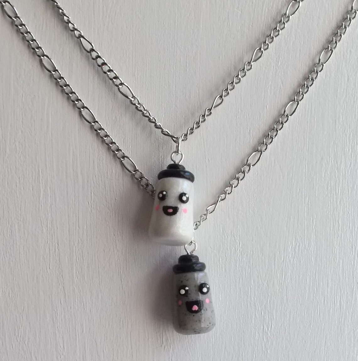 Salt and Pepper Best Friend Necklace Set Etsy