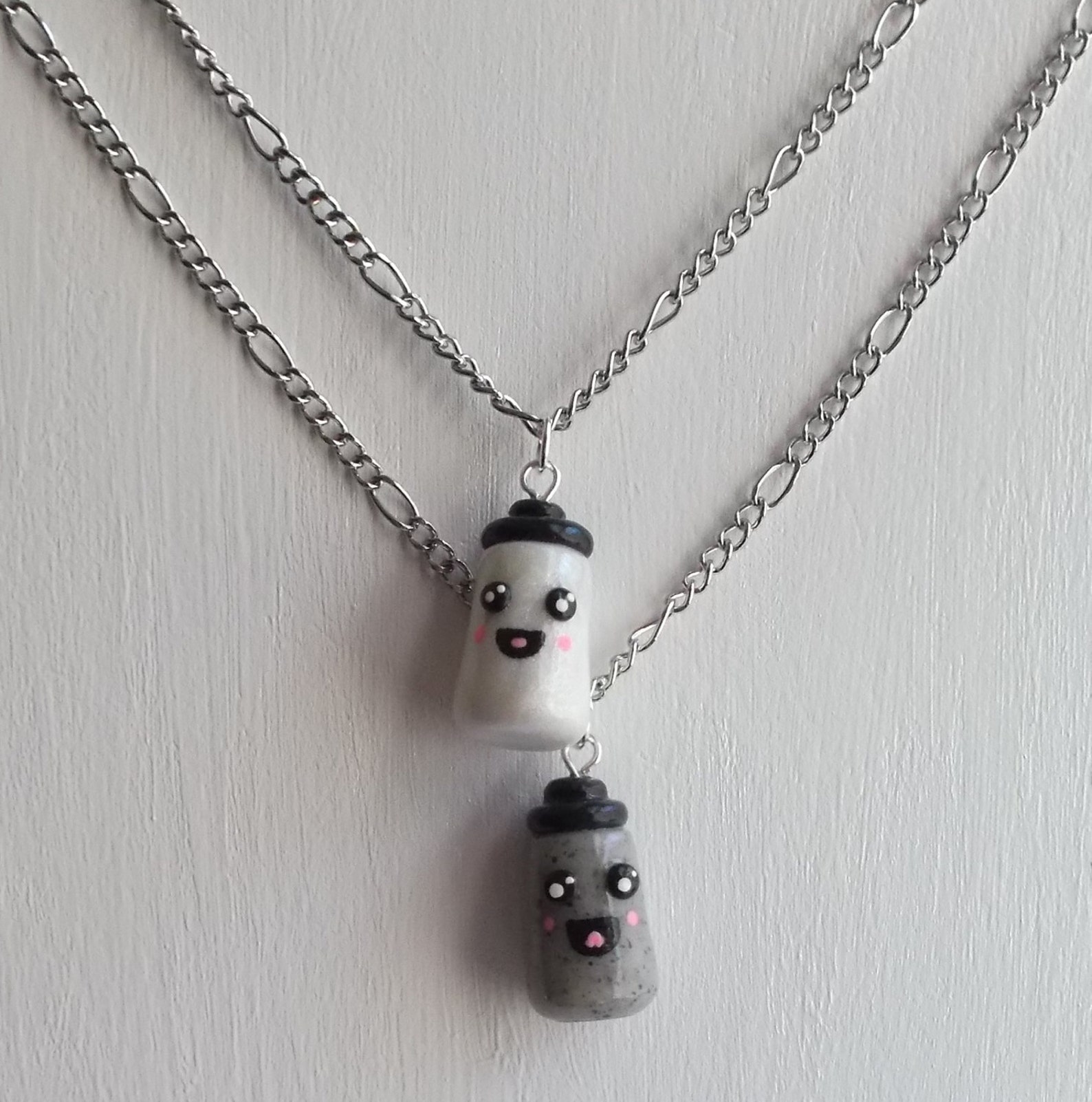 Salt and Pepper Best Friend Necklace Set Etsy