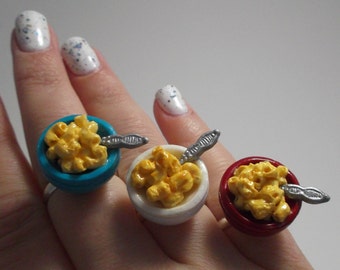 Macaroni and Cheese Ring – Mac and Cheese Adjustable Silver Ring