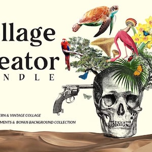 Paquete de más de 2000 elementos digitales para crear collages, efímeros vintage, elementos estéticos para álbumes de recortes, imágenes prediseñadas botánicas, kit de collage retro.