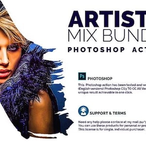 Konstnärlig mixpaket Photoshop Action, 10-i-1-fotoeffekter, Digital Art Creator, Målnings- och skisseffekter, Photoshop-plugin, Kreativt foto