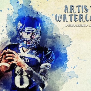 Watercolor Photoshop Action, Artistic Photo Effect, Portrait to Watercolor, ATN ABR PAT Files, Digital Art Editing Tool