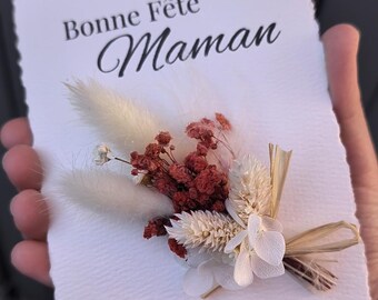 Carte fête des mères fleurs séchées – cadeau maman original – création artisanale – fait main en France - livraison offerte