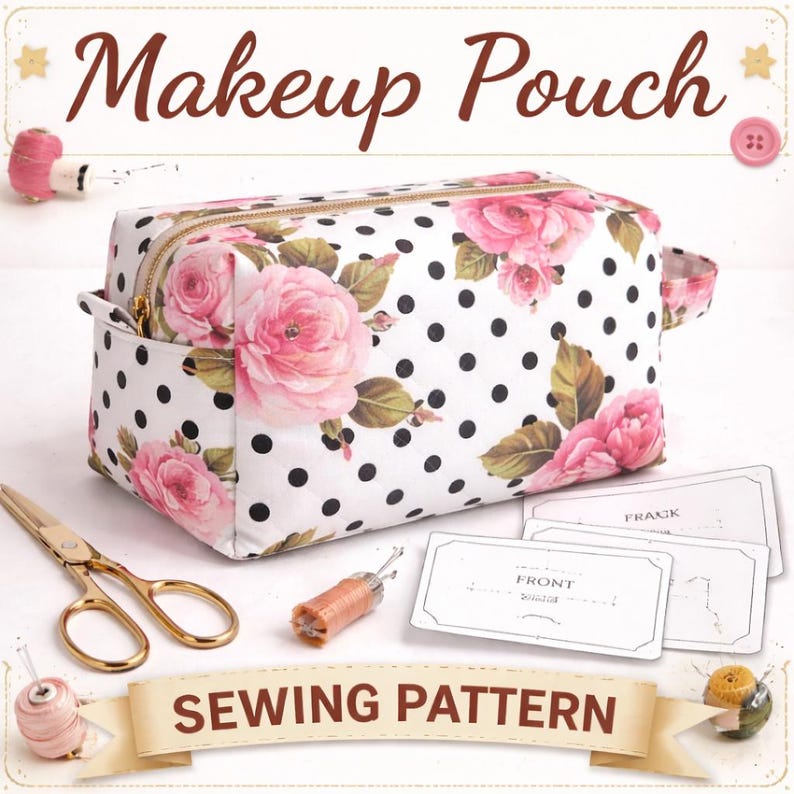 Makeup Pouch Sewing Pattern | DIY Cosmetic Bag PDF Pattern | Easy ...