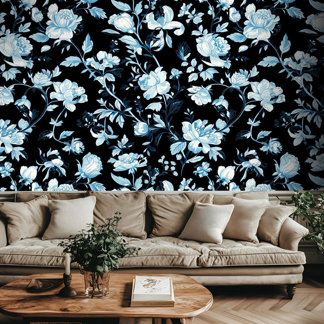 Botanical Garden Blue Wallpaper Peel and Stick - Removable Self ...