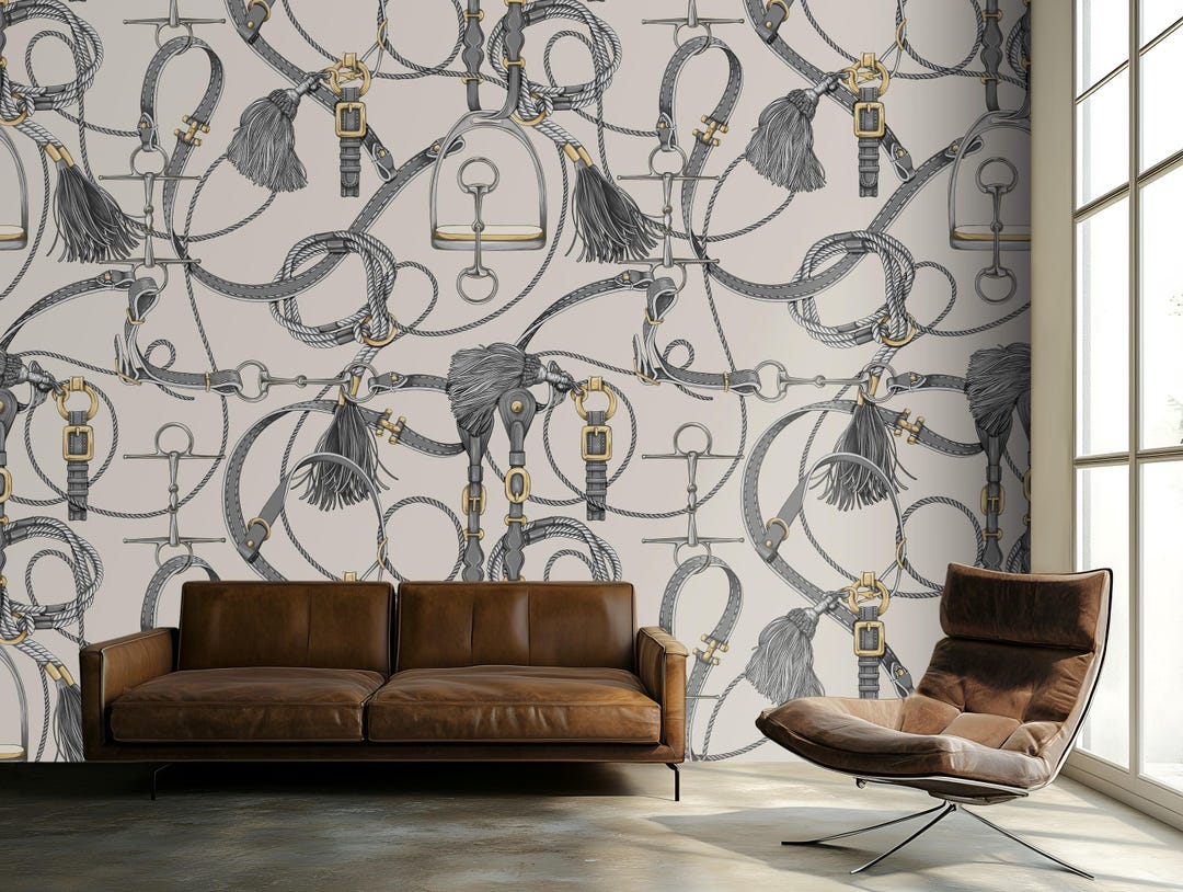 Luxury Horse Wallpaper Neutral Wall Decor, Equestrian Wall Mural ...