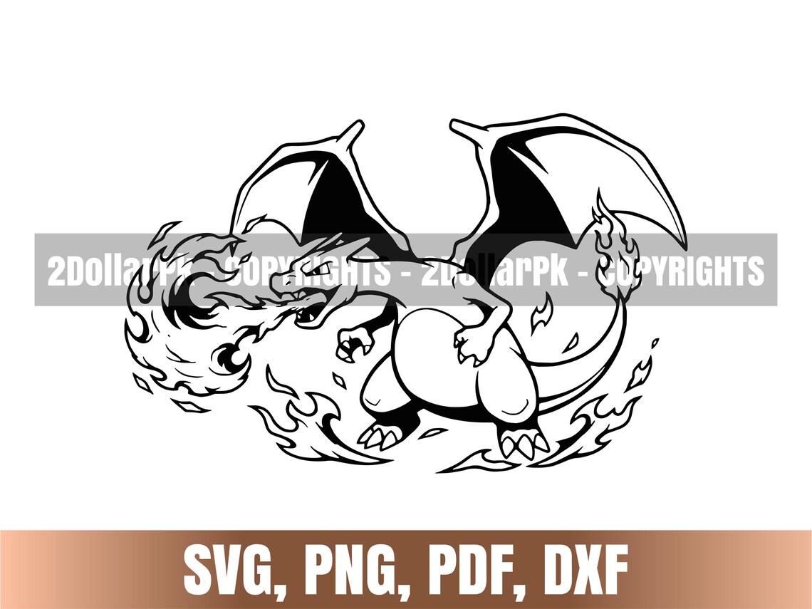 Charizard Svg, Charizard Clipart, Flame Scene, Silhouette, Charizard ...