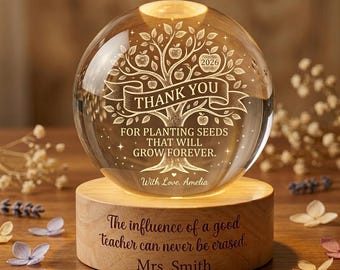 Regalo de agradecimiento para el profesor, bola de cristal LED con forma de manzana, regalo personalizado de agradecimiento para el profesor, decoración para el aula de parte del alumno.