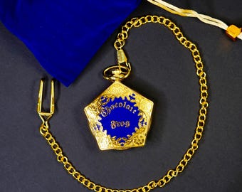 Montre de poche grenouille chocolat • Cadeau pour fan de sorcier • Montre de travail • Pochette en velours • Bijoux fantaisie