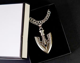 JoJo Inspired Stand Arrow Necklace • Silver Tone Pendant • Dark Fantasy Anime & Manga Jewelry Gift