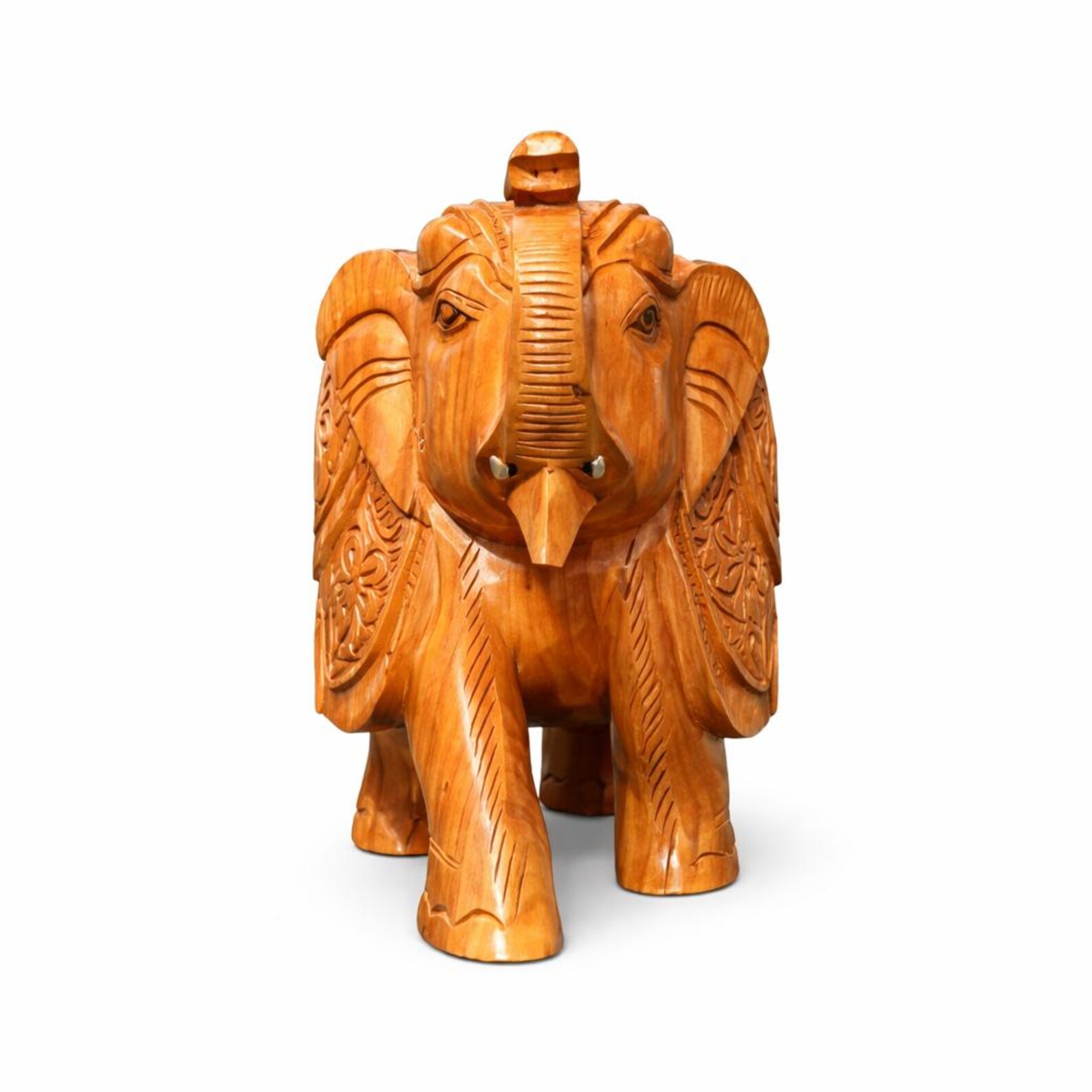 Hand Carved Wooden Elephant Statue, Lucky Elephant Decor, Boho Home ...