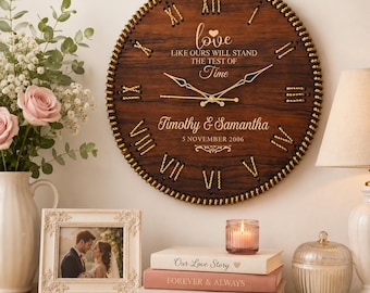 Personalisierte Hochzeitsuhr Geschenk, Jahrestagsgeschenk für Paare, 1. Jahrestag Uhr, kundenspezifische Hochzeitsdekor, Geschenk für Mann Frau