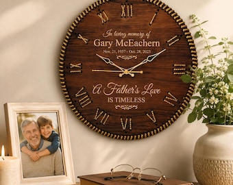 Verlust von Papa Gedenkuhr, personalisiertes Beileid Geschenk, in Erinnerung an Papa Geschenk, Trauergeschenk, Vater Gedenkwand Dekor