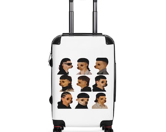 Minimal Portrait Heads suitcase | Retro Profile Faces travel luggage