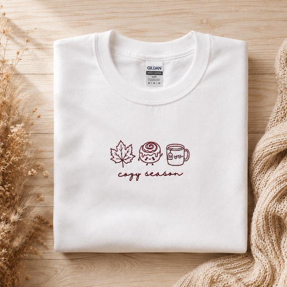Besticktes Herbst oversize T-shirt Damen, cozy fall season shirt, gemütliche Herbstvibes, Coffee Lover Geschenk, Autumn Outfit, Zimtschnecke