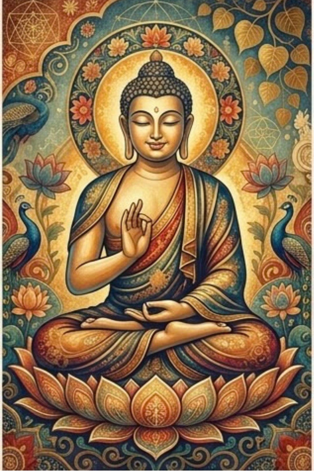 Golden Buddha Meditation Art Print, Spiritual Wall Decor, Zen Buddhist ...