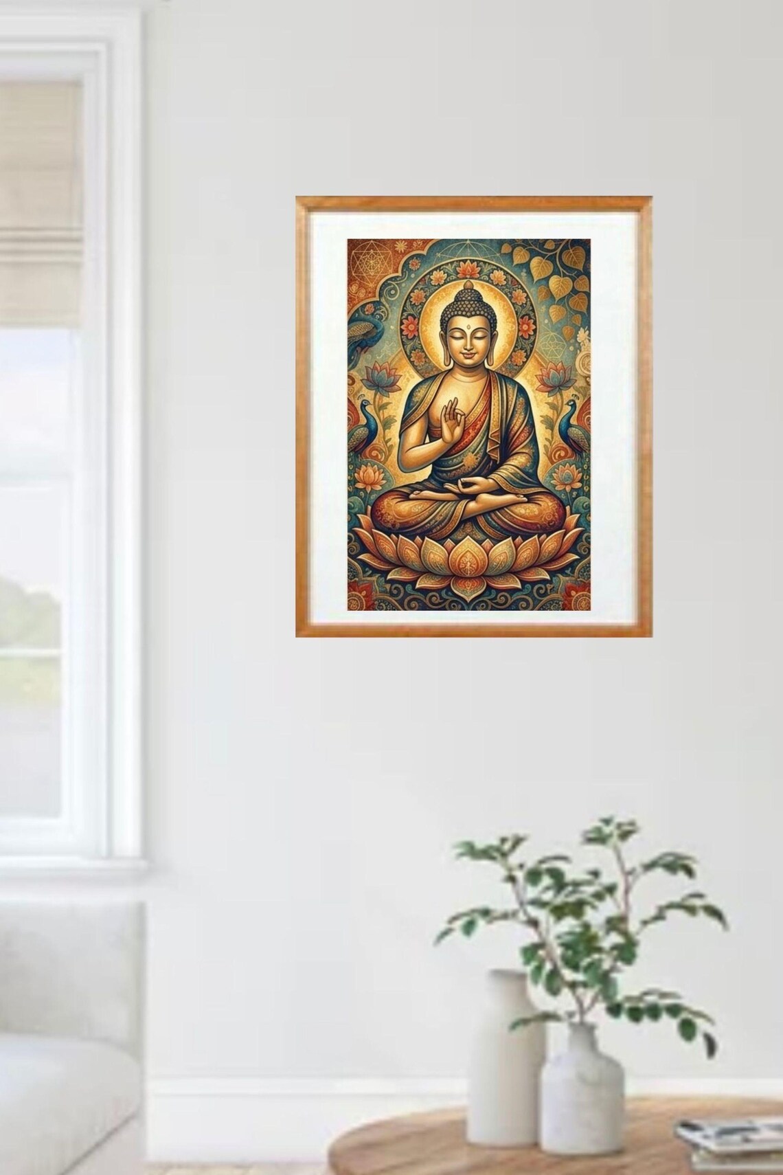 Golden Buddha Meditation Art Print, Spiritual Wall Decor, Zen Buddhist ...