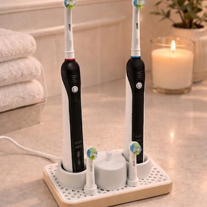 Minimalist Oral-B Toothbrush Holder, Declutter Your Bathroom Sink, 3D Printed Organizer with Charger Dock