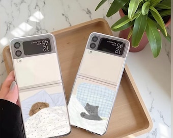 Cat Couple Clear Hard Case for Samsung Galaxy Z Flip Models – Transparent Design