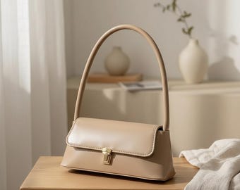 Korean Style Underarm Bag, Minimalist PU Women’s Handbag, 2026 Fashion Shoulder Bag, Solid Color Daily Commuter Tote