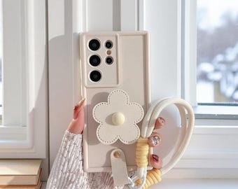 Flower Stand Wrist Strap Samsung Phone Case S25 S24 S23 S22 S21 Plus Ultra FE