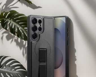 Magnetic Wrist Strap Phone Case for Samsung S25 Edge S25 Ultra S24+ Plus Leather Shockproof