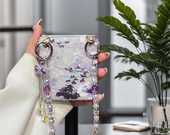 Retro Shell Flower Tassel Bracelet Case for Samsung Galaxy Z Flip Phone Cover