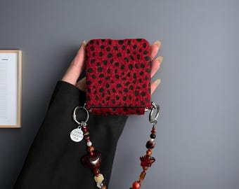 Leopard Print Phone Case with Star Bracelet for Samsung Galaxy Z Flip Models